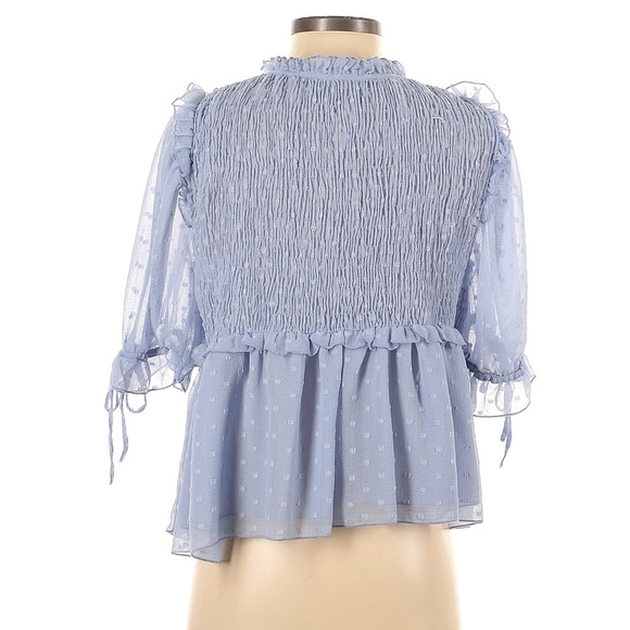 Zara Swiss Dot Smocked Ruffle Top - Picture 3 of 3